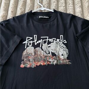 Palm Angels Black T-Shirt with Skeleton Graphic